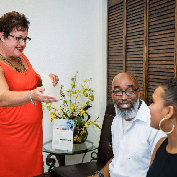 Dr. Michelle talking to patients