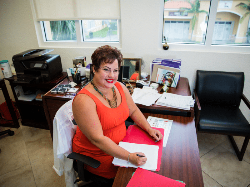 Dr. Michelle at her desk